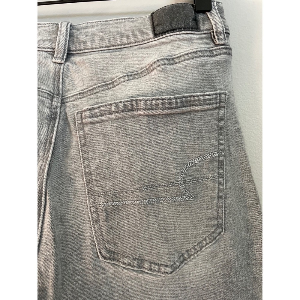 AE Rhinestoned Super High-Waist Baggy-Straight Glacier Gray Raw Hem Strigid Jean - Picture 7 of 16